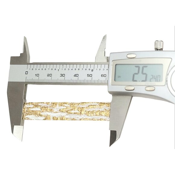 Accessocraft Gold Tone White Enamel Tree Bark Bar Brooch Pin, Signed M501 - Picture 6 of 8